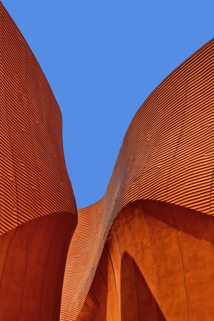 Curved architectural facade