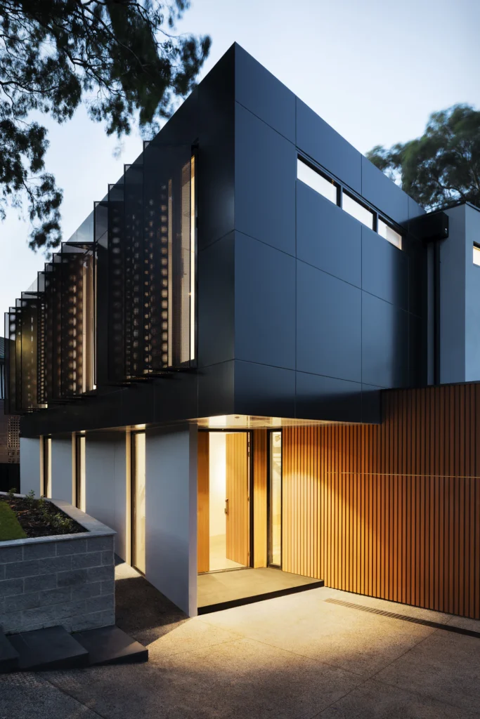 Contemporary residence at night